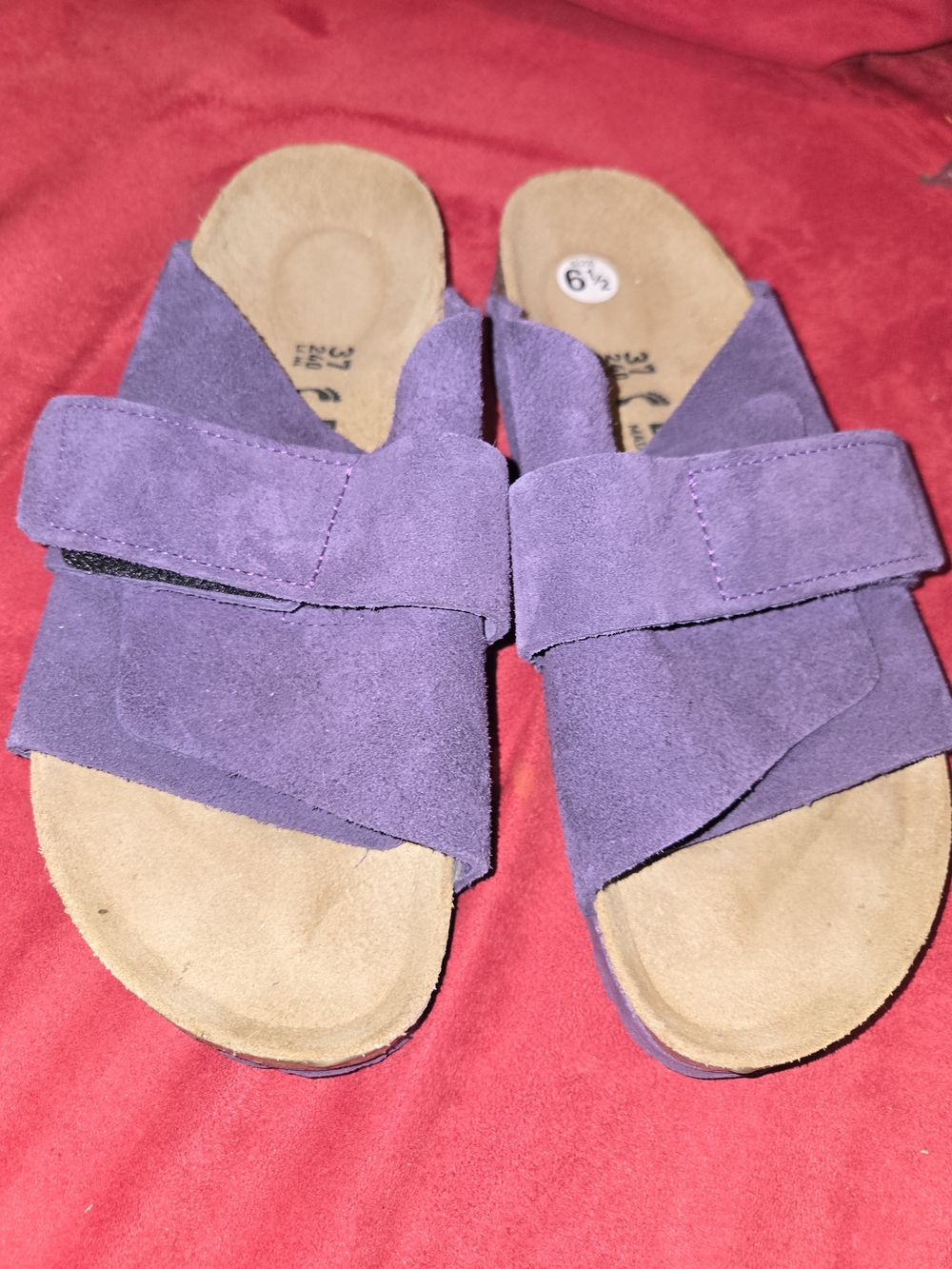 Women’s Purple Suede Birkenstock Kyoto Slide Sandals Size 6 1/2